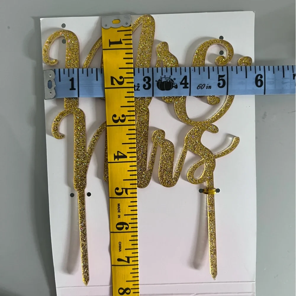 Mr. & Mrs. Gold Wedding Cake Topper